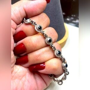 Vintage Mexico sterling silver/onyx toggle bracelet